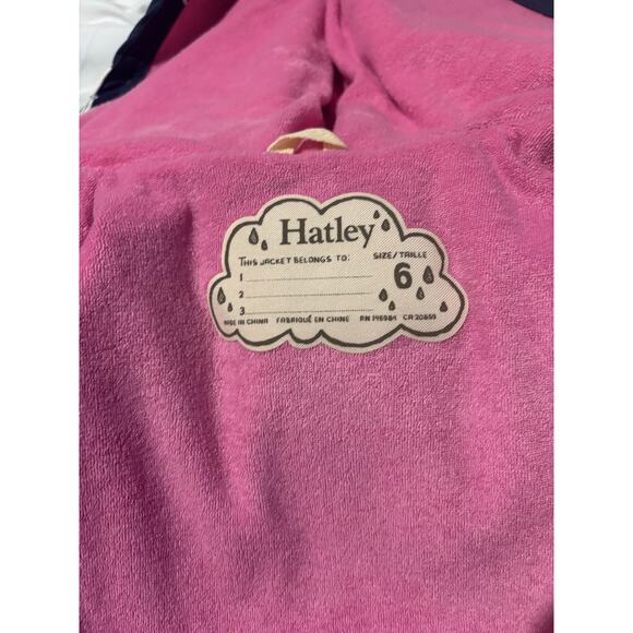 Hatley 6 navy unicorn raincoat changed color in rain fleece lined euc hooded - Picture 4 of 6